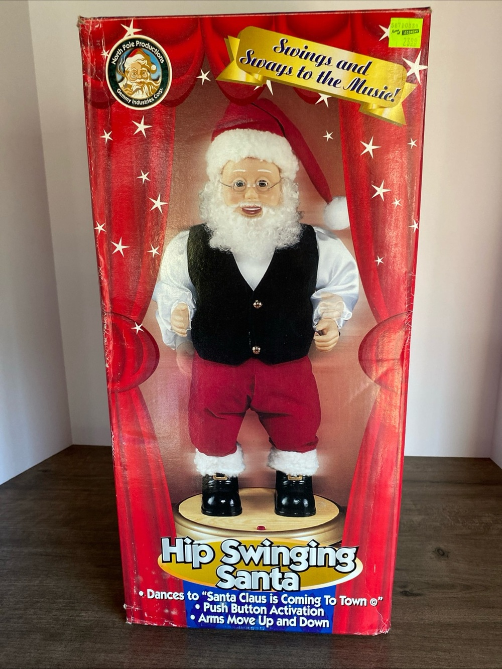 Gemmy Hip Swinging Santa Claus Christmas Music Sing Dance Vintage 1998 Works 90